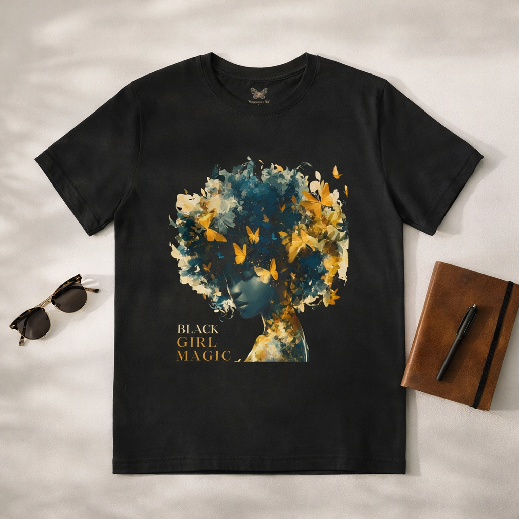 Black Girl Magic Butterfly Afro Graphic Tee