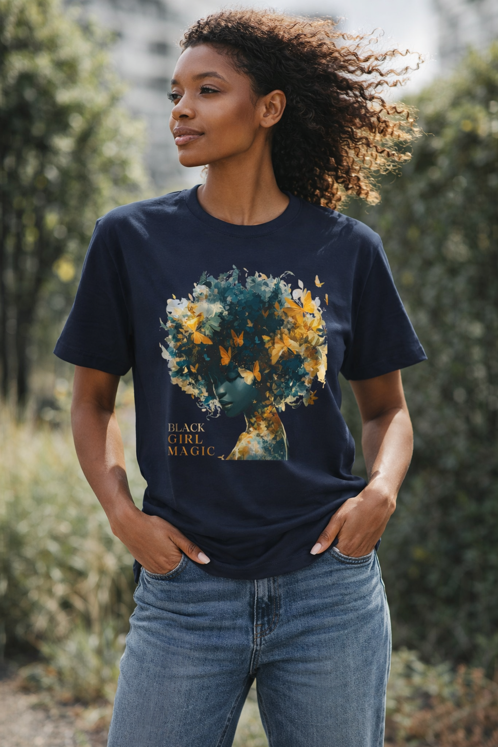 Black Girl Magic Butterfly Afro Graphic Tee