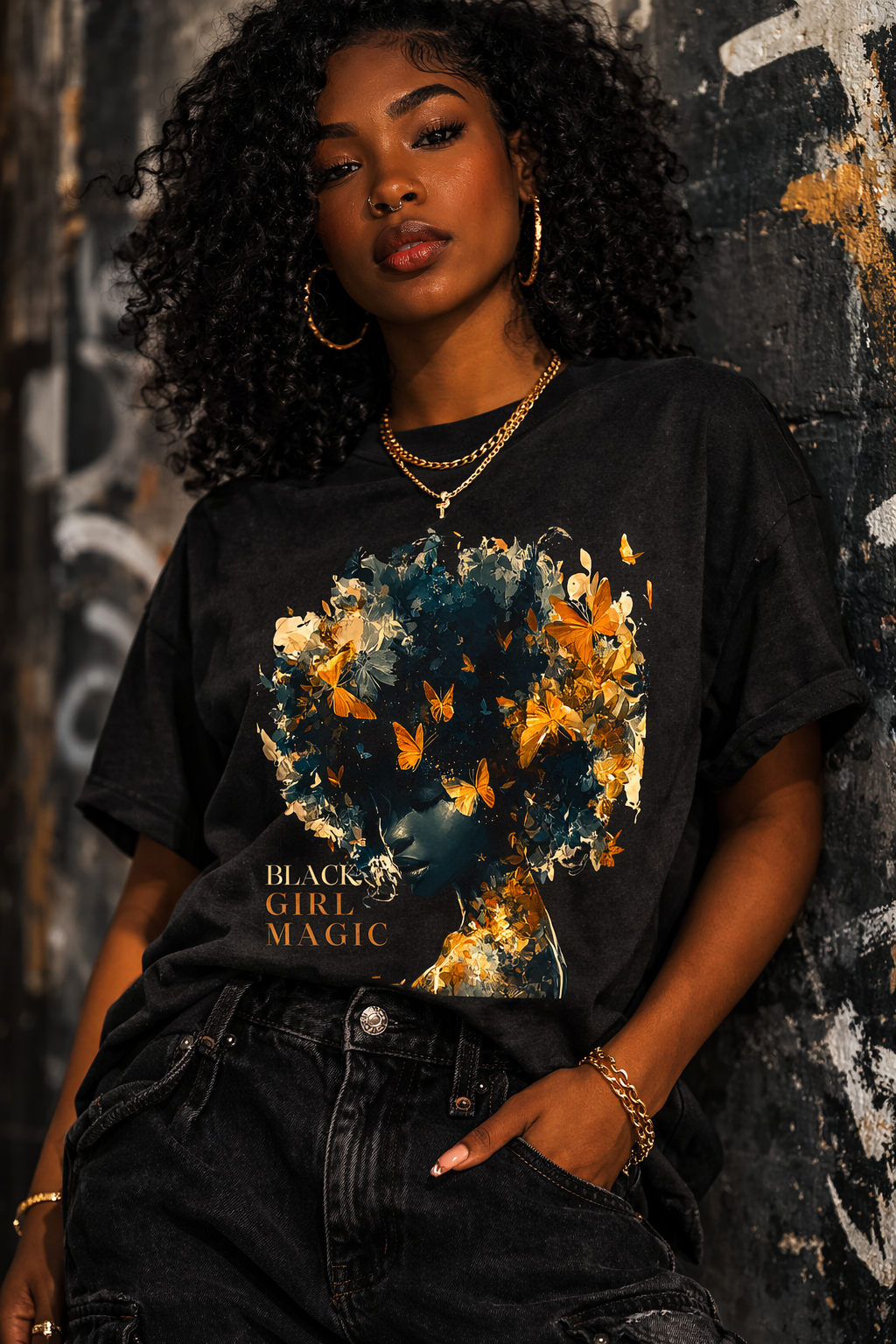 Black Girl Magic Butterfly Afro Graphic Tee