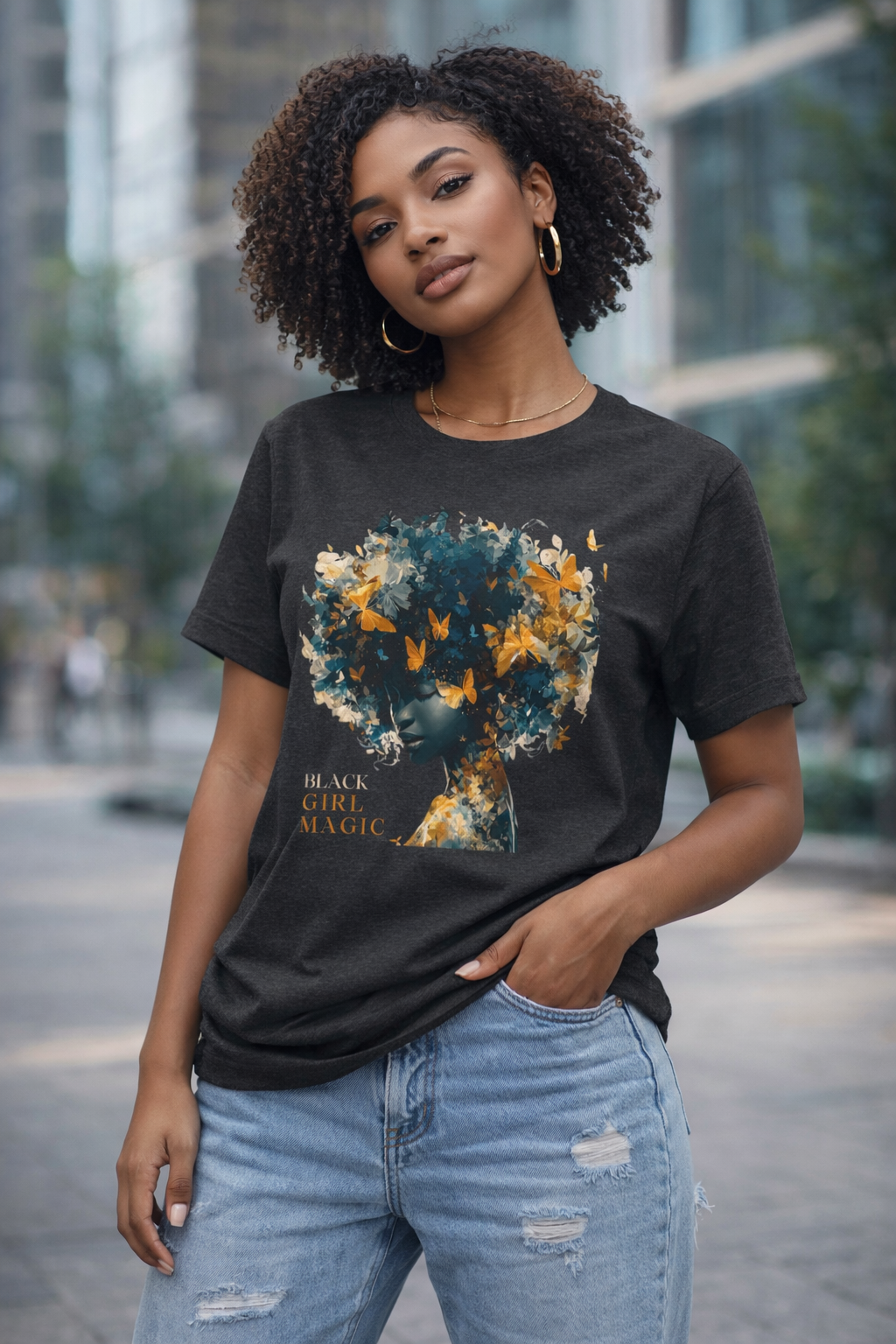 Black Girl Magic Butterfly Afro Graphic Tee