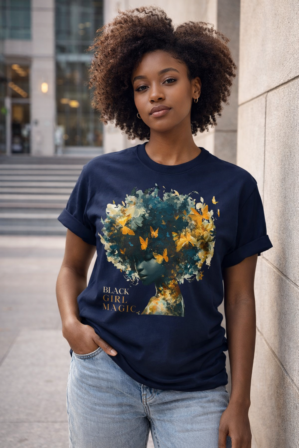 Black Girl Magic Butterfly Afro Graphic Tee