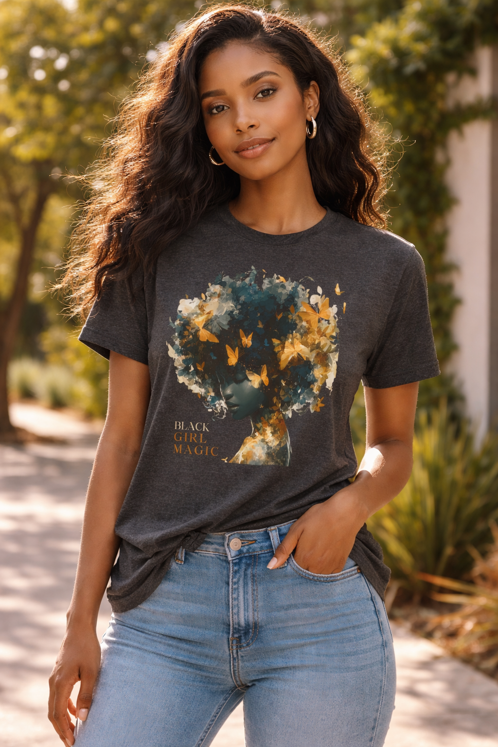 Black Girl Magic Butterfly Afro Graphic Tee