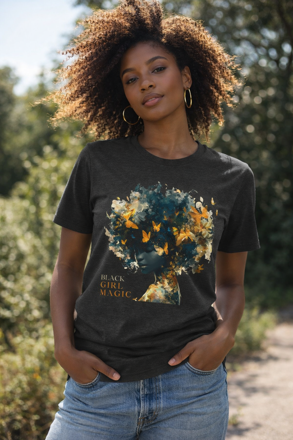 Black Girl Magic Butterfly Afro Graphic Tee