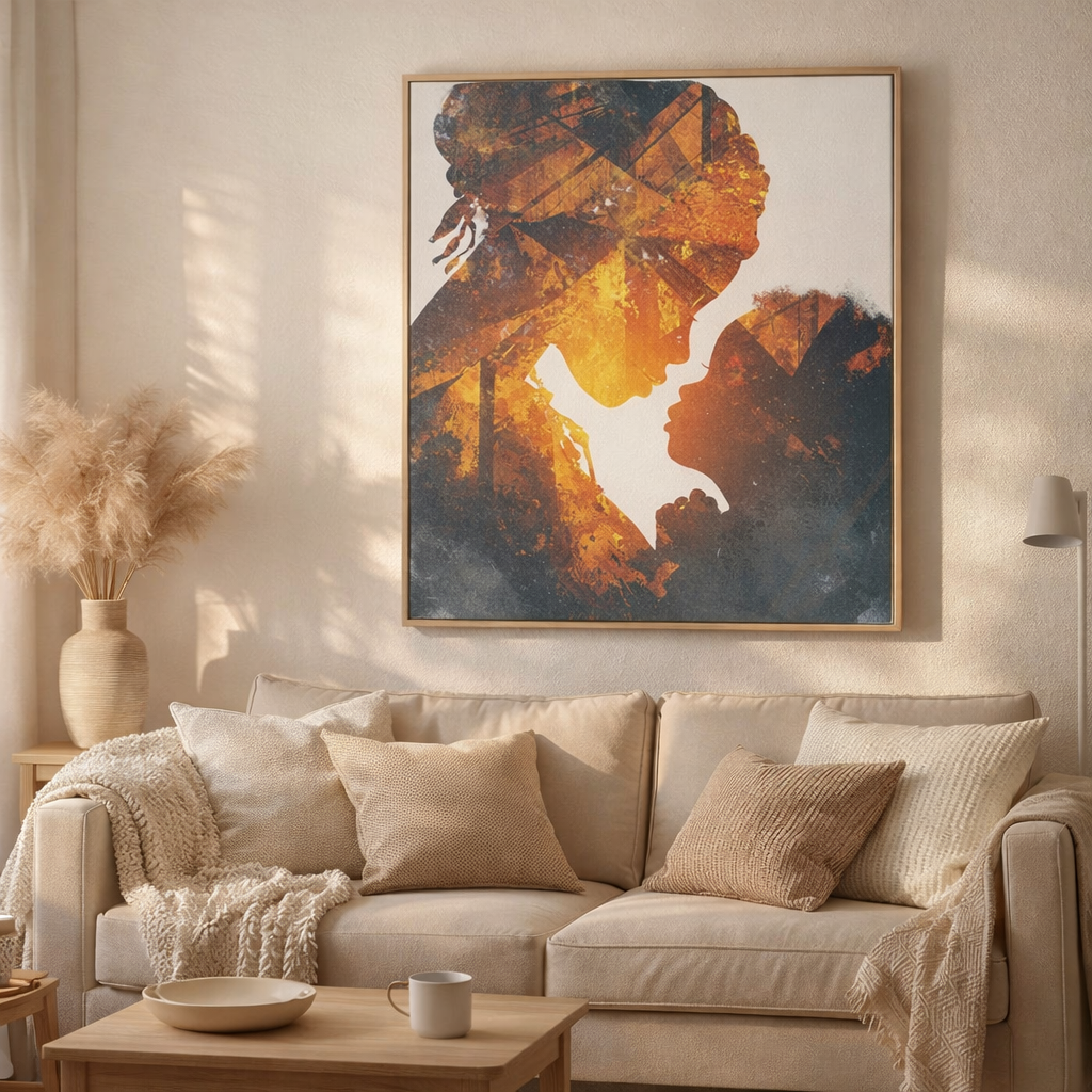 Mother and Child Silhouette Wall Art