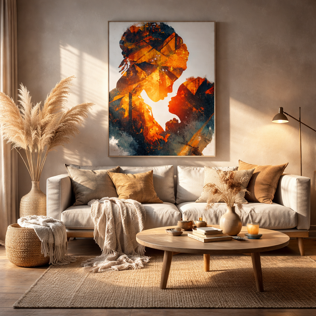 Mother and Child Silhouette Wall Art