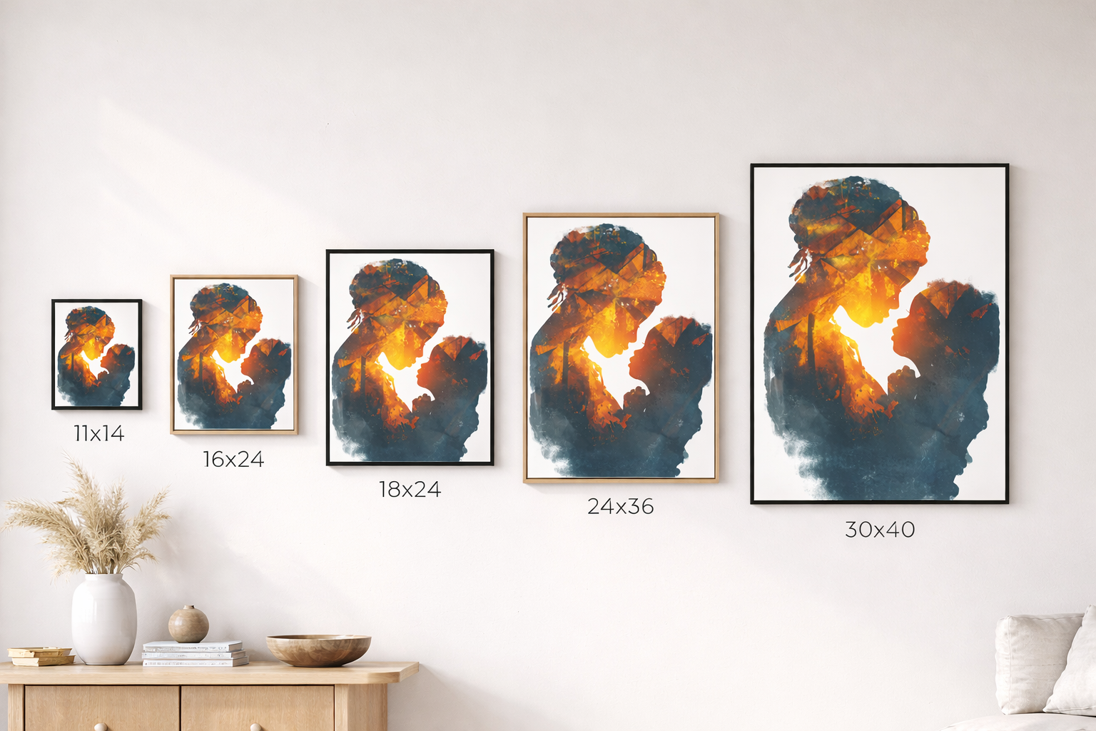 Mother and Child Silhouette Wall Art
