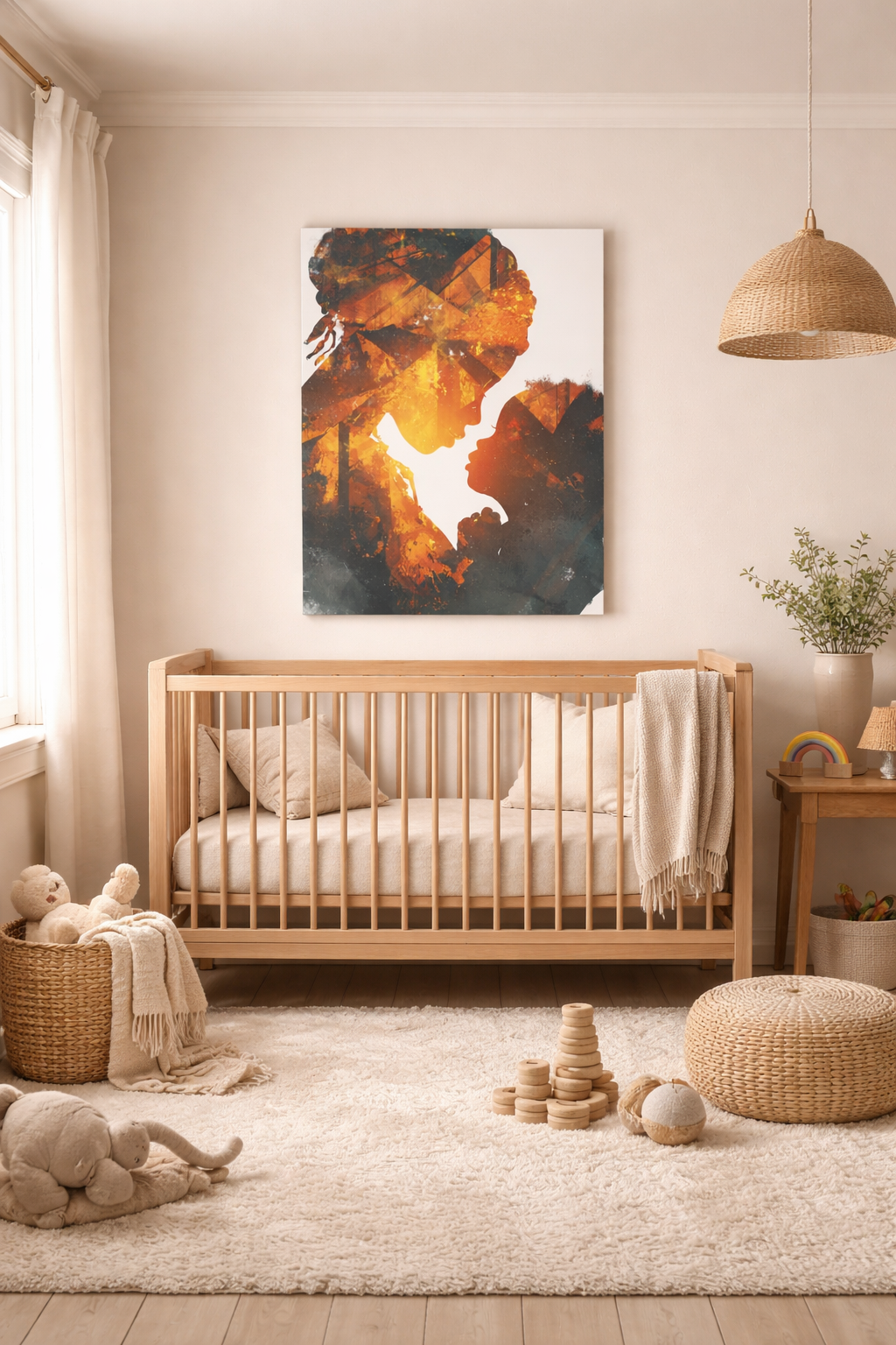 Mother and Child Silhouette Wall Art