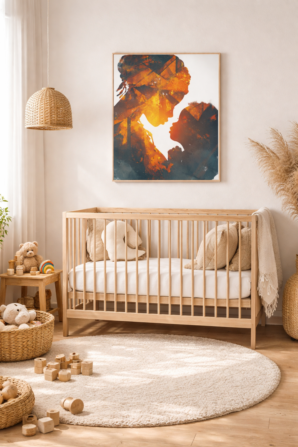 Mother and Child Silhouette Wall Art