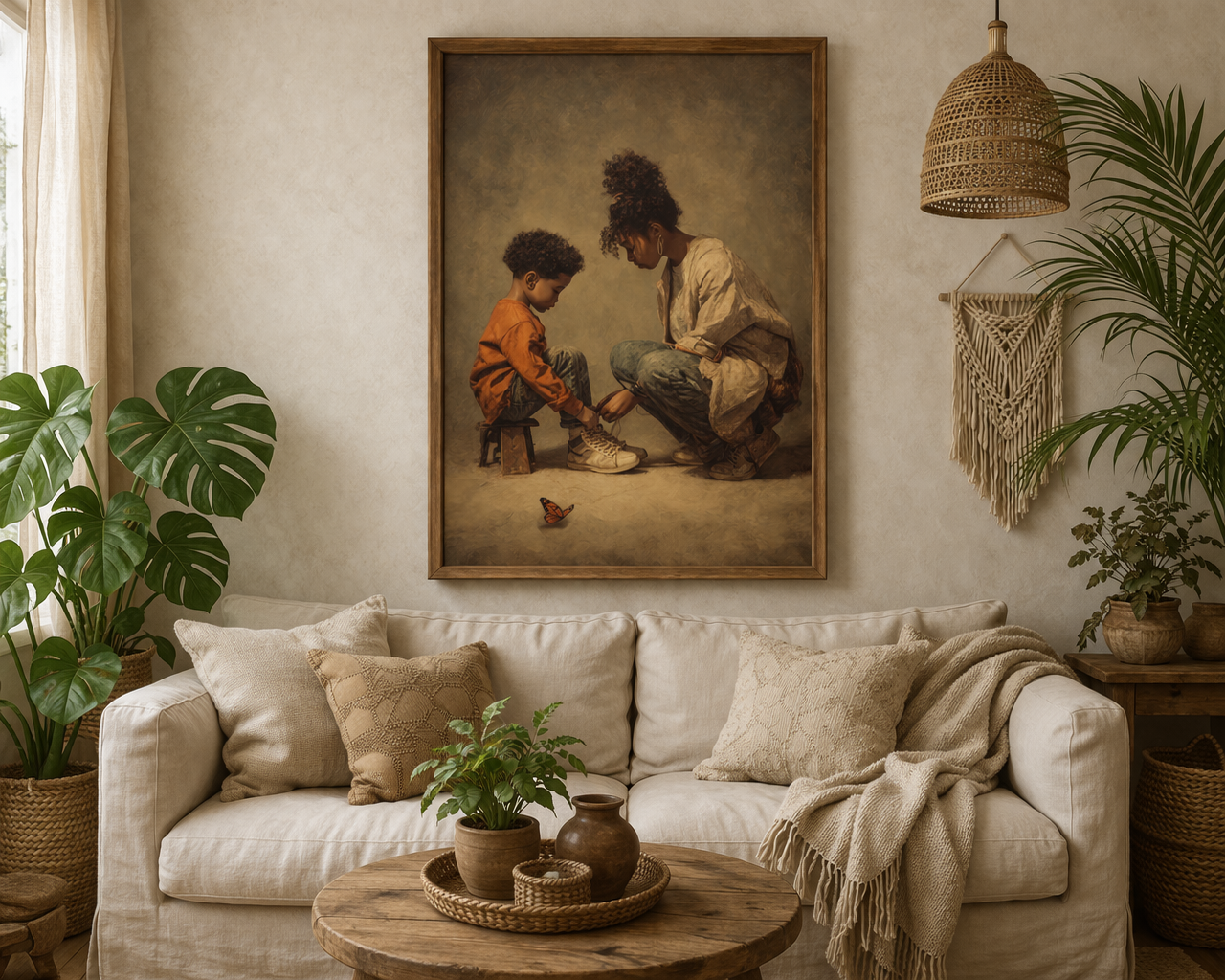 Mother and Child Wall Art Print – Emotional Black Family Decor