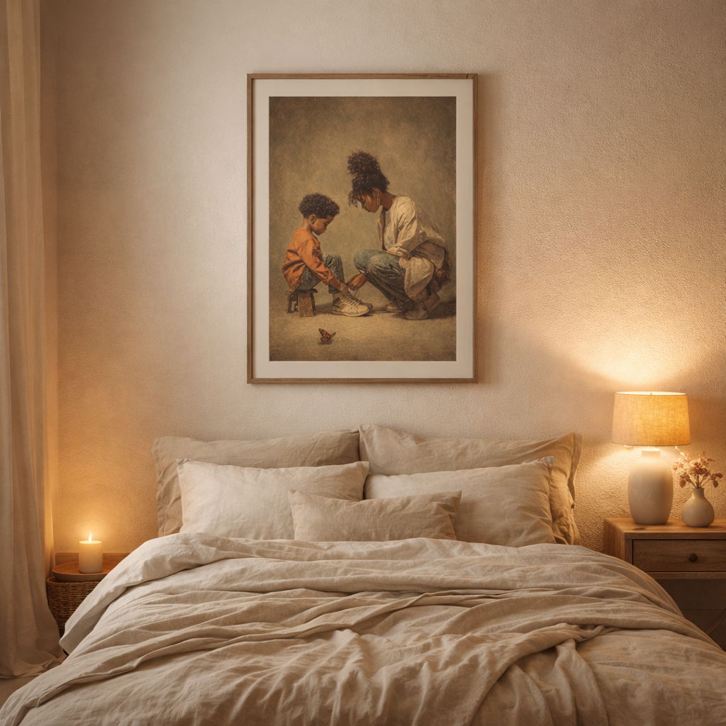 Mother and Child Wall Art Print – Emotional Black Family Decor