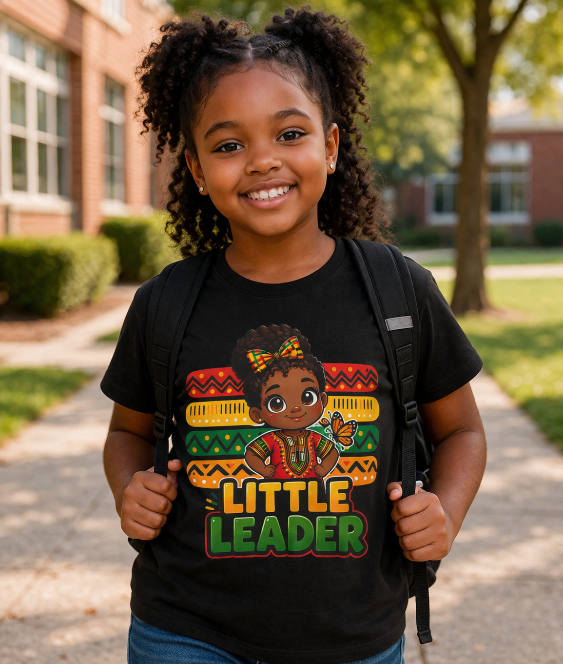 Little Leader Kids T-Shirt – Empowering African American Girl Graphic Tee