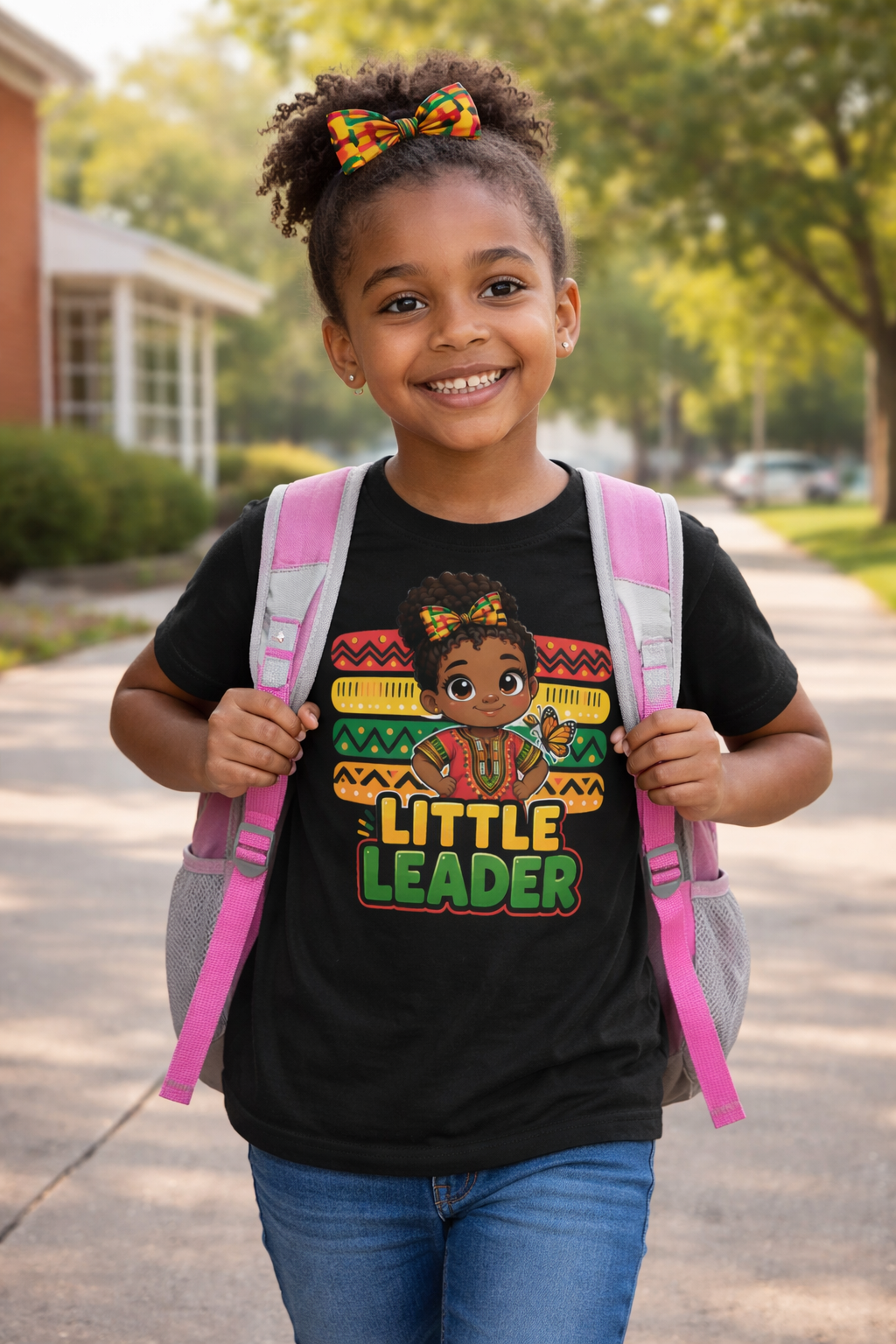 Little Leader Kids T-Shirt – Empowering African American Girl Graphic Tee