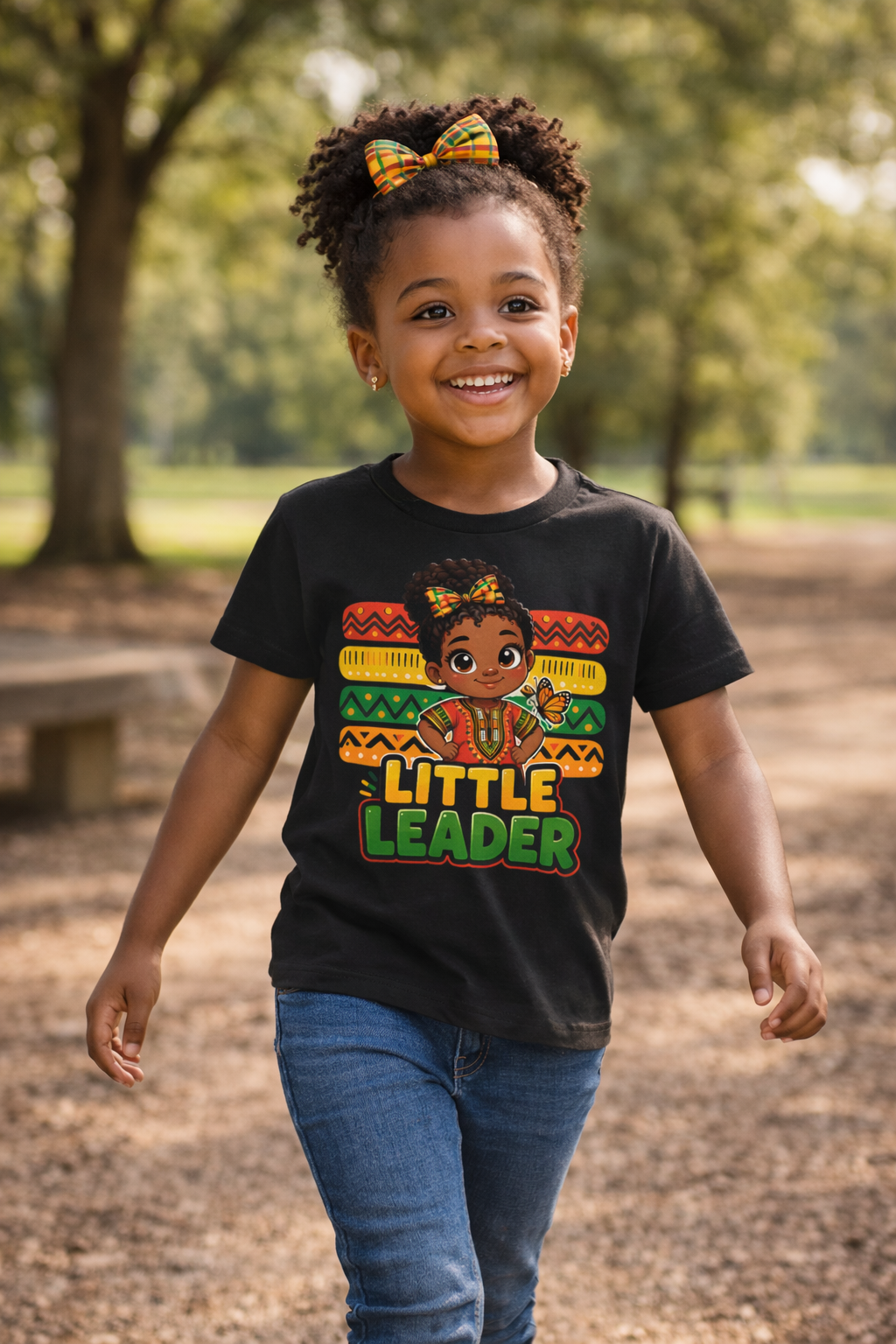 Little Leader Kids T-Shirt – Empowering African American Girl Graphic Tee