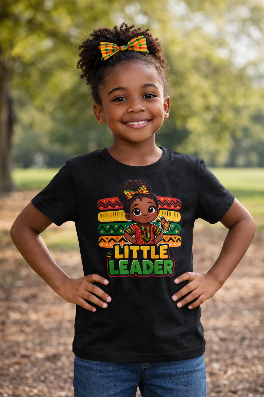 Little Leader Kids T-Shirt – Empowering African American Girl Graphic Tee