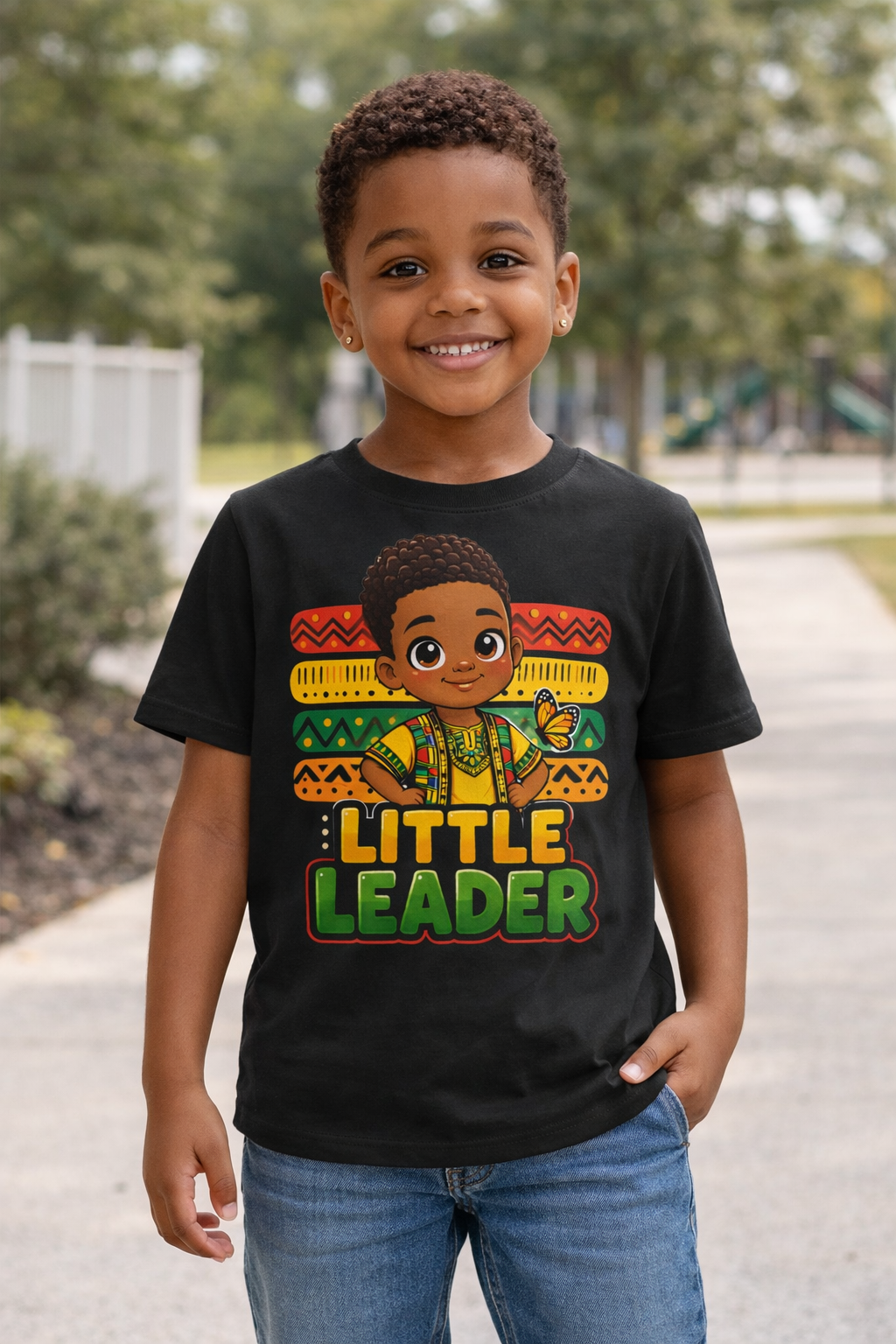 Little Leader Kids Shirt – African American Boy Empowerment Tee, Black Boy Joy Youth Apparel