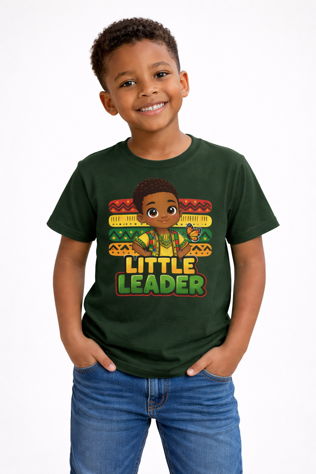 Little Leader Kids Shirt – African American Boy Empowerment Tee, Black Boy Joy Youth Apparel