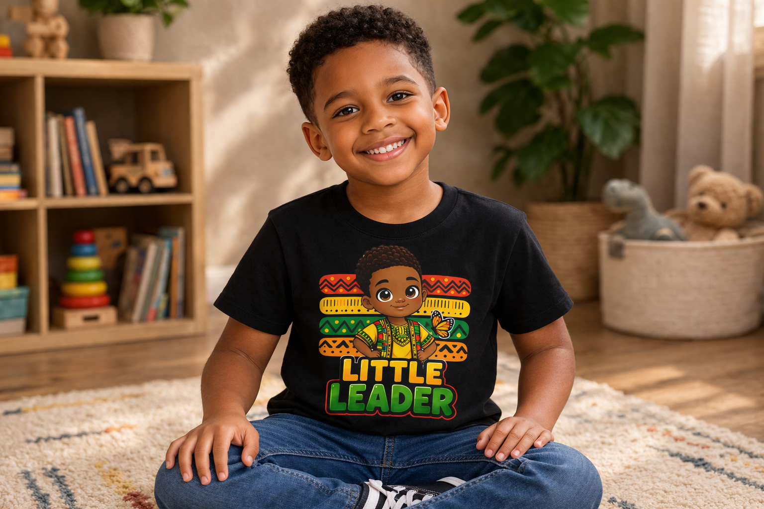 Little Leader Kids Shirt – African American Boy Empowerment Tee, Black Boy Joy Youth Apparel