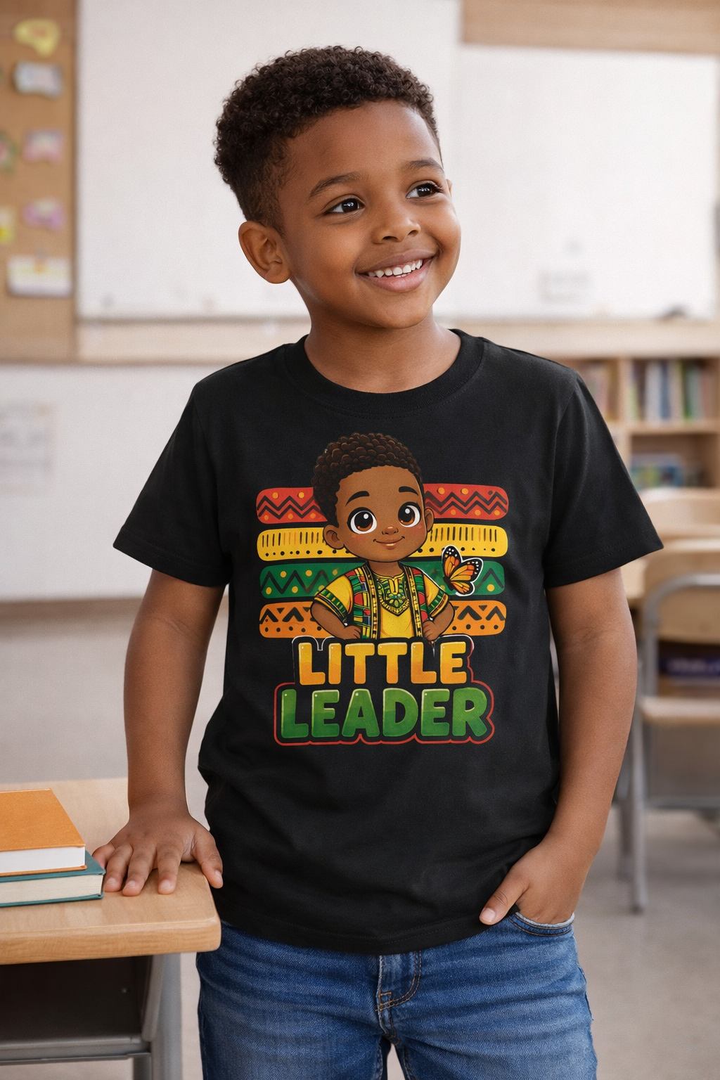 Little Leader Kids Shirt – African American Boy Empowerment Tee, Black Boy Joy Youth Apparel