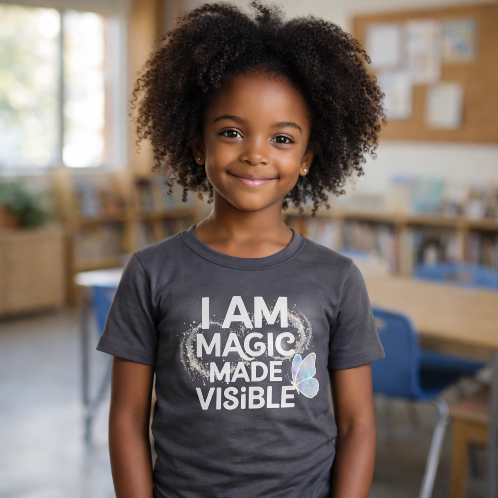Youth Tee - "I Am Magic Made Visible" Butterfly Graphic
