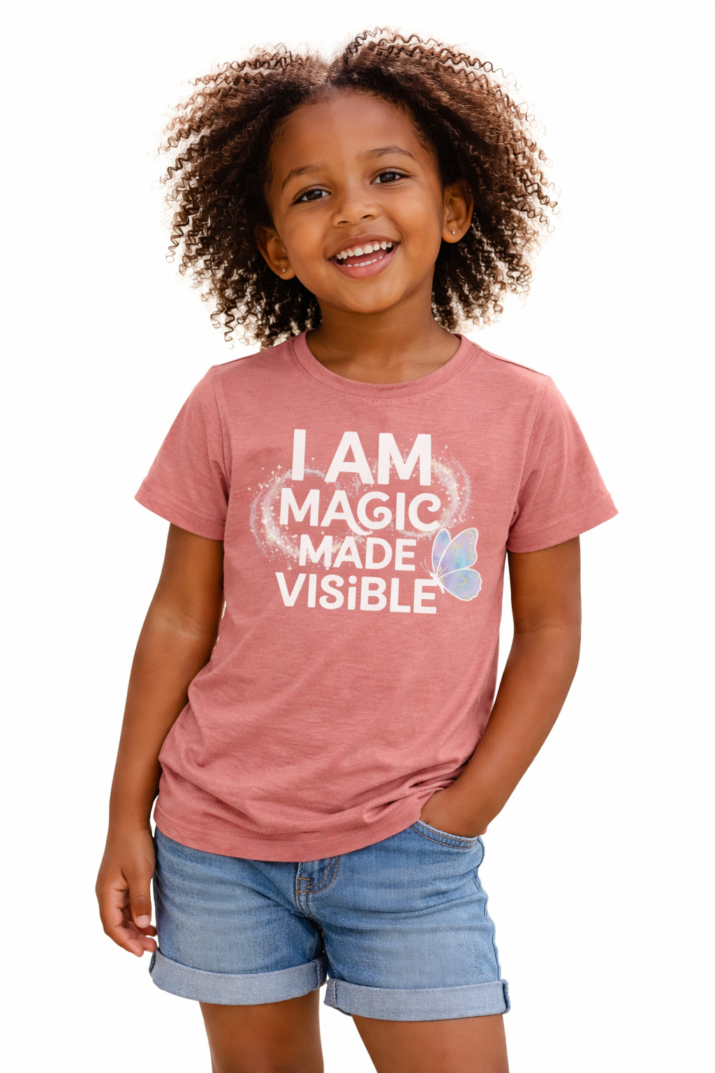 Youth Tee - "I Am Magic Made Visible" Butterfly Graphic