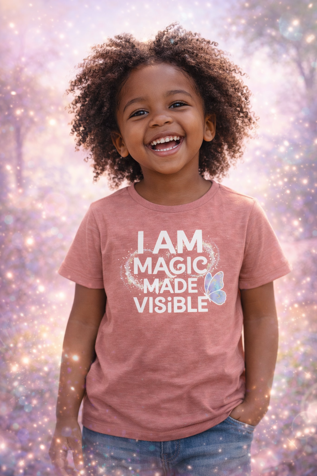 Youth Tee - "I Am Magic Made Visible" Butterfly Graphic