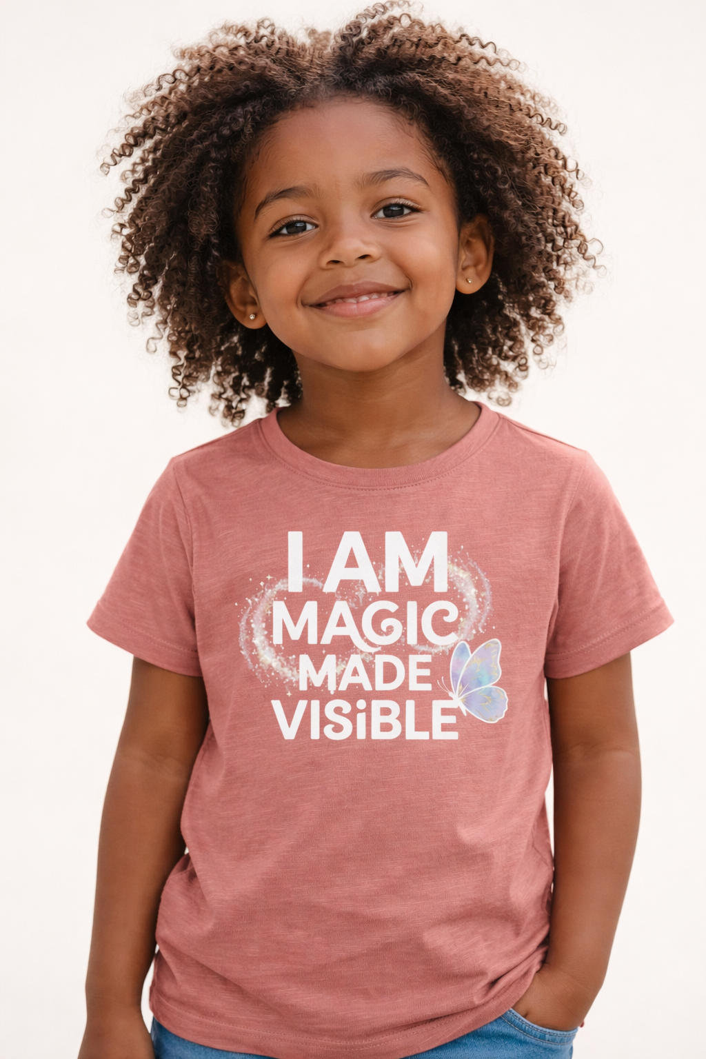 Youth Tee - "I Am Magic Made Visible" Butterfly Graphic