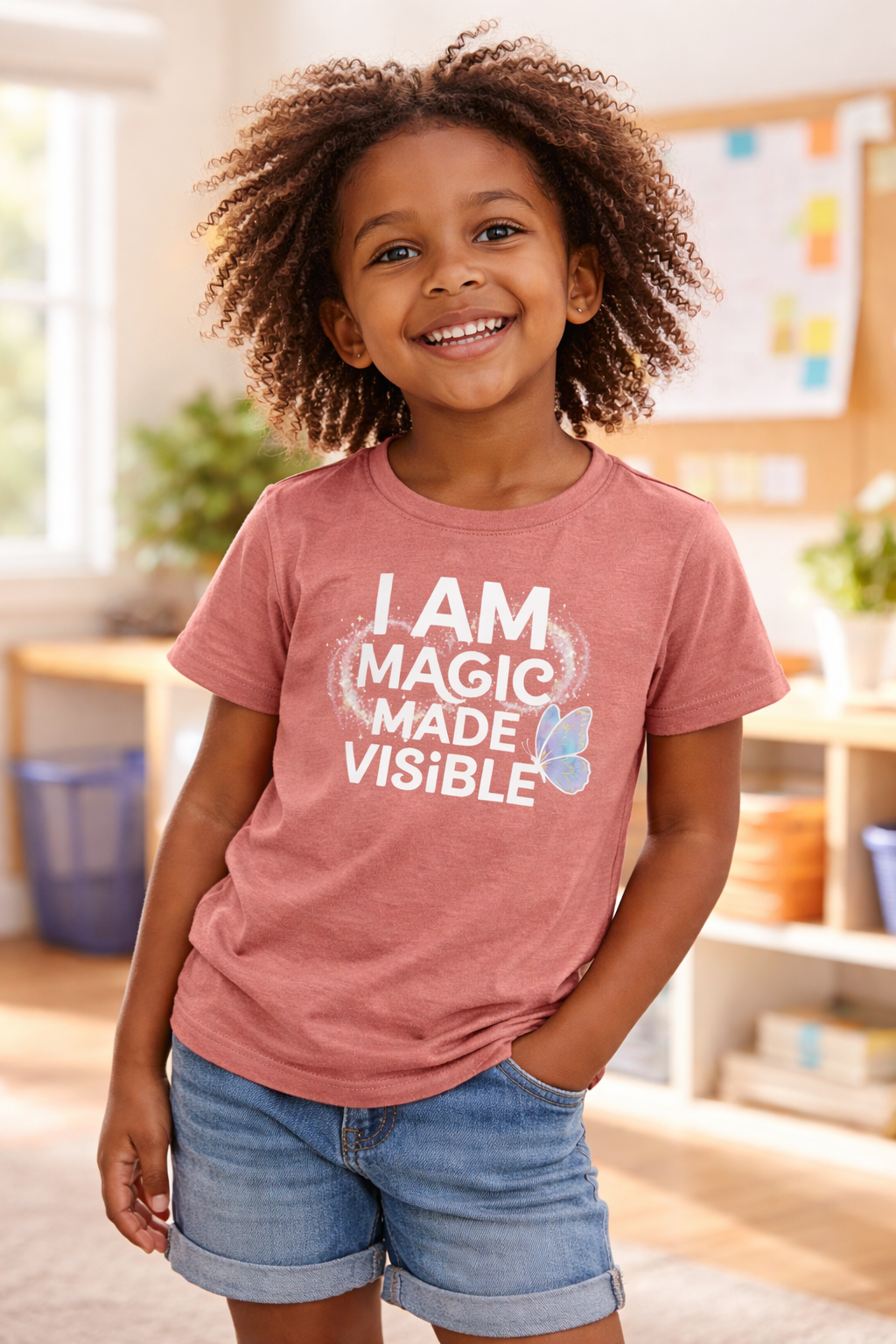 Youth Tee - "I Am Magic Made Visible" Butterfly Graphic
