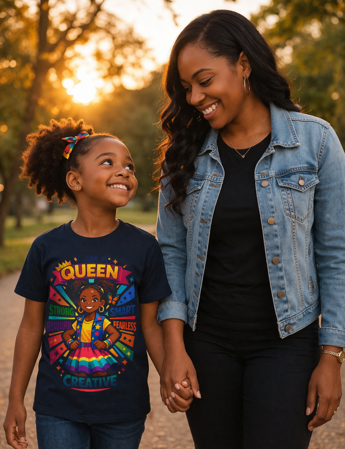 Youth Tee - "Queen" Rainbow Girl Graphic (Strong, Smart, Fearless, Creative)