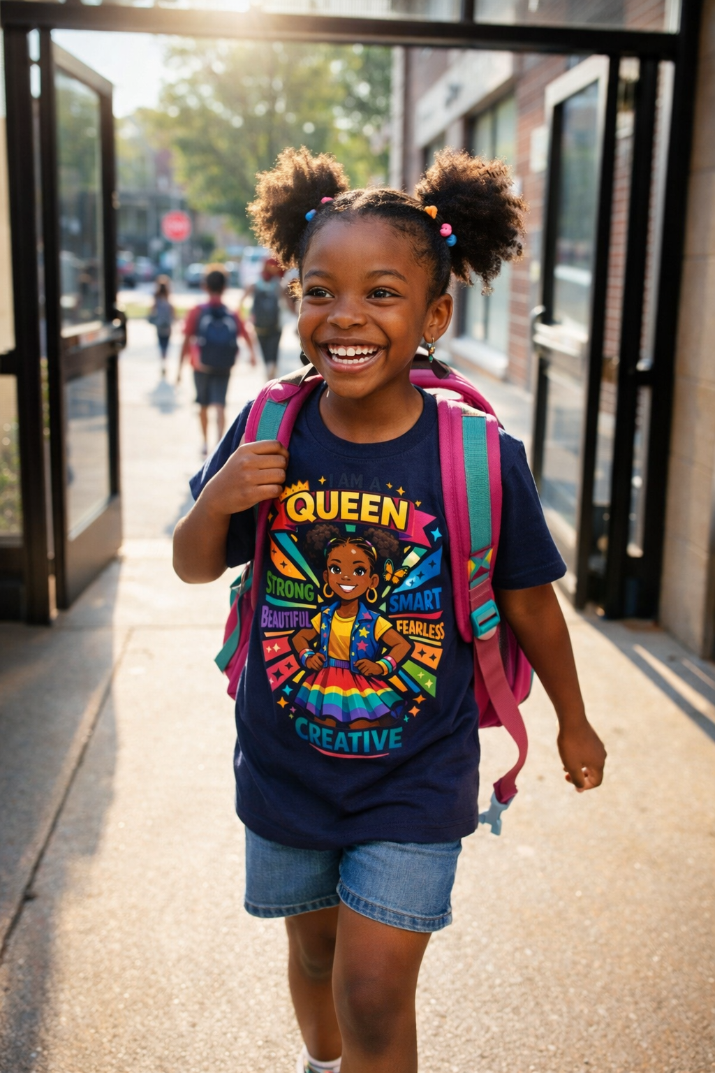 Youth Tee - "Queen" Rainbow Girl Graphic (Strong, Smart, Fearless, Creative)