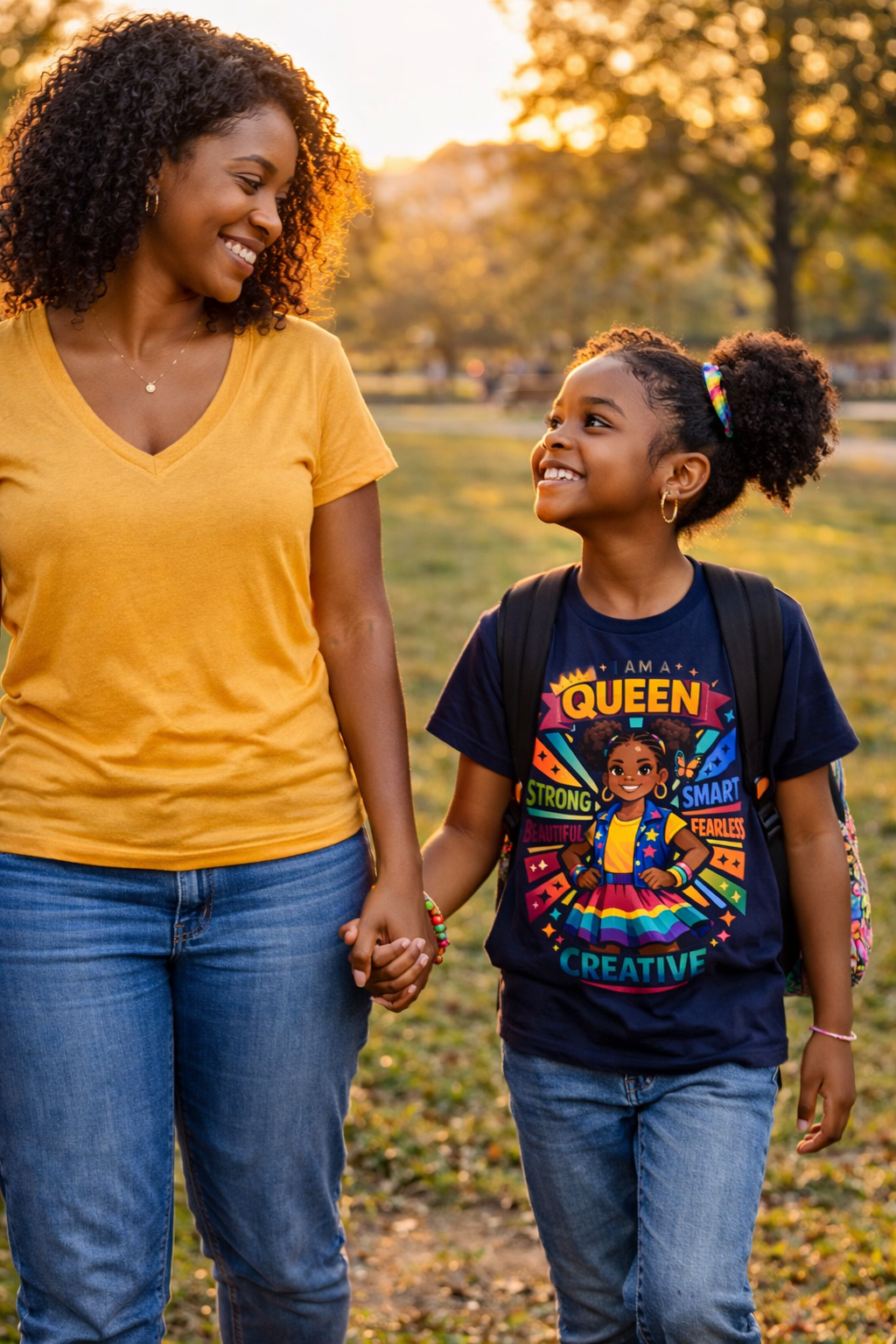 Youth Tee - "Queen" Rainbow Girl Graphic (Strong, Smart, Fearless, Creative)