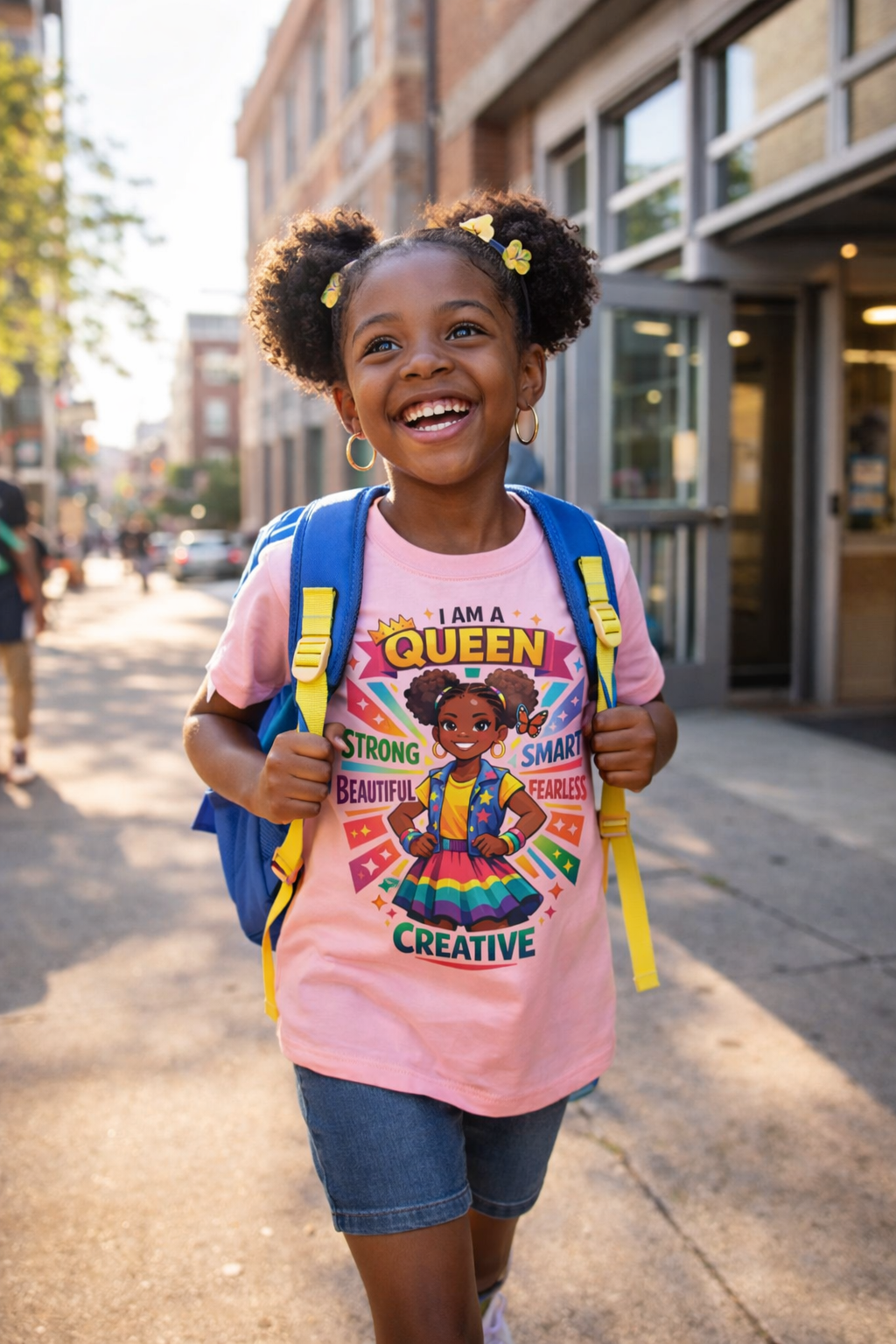 Youth Tee - "Queen" Rainbow Girl Graphic (Strong, Smart, Fearless, Creative)