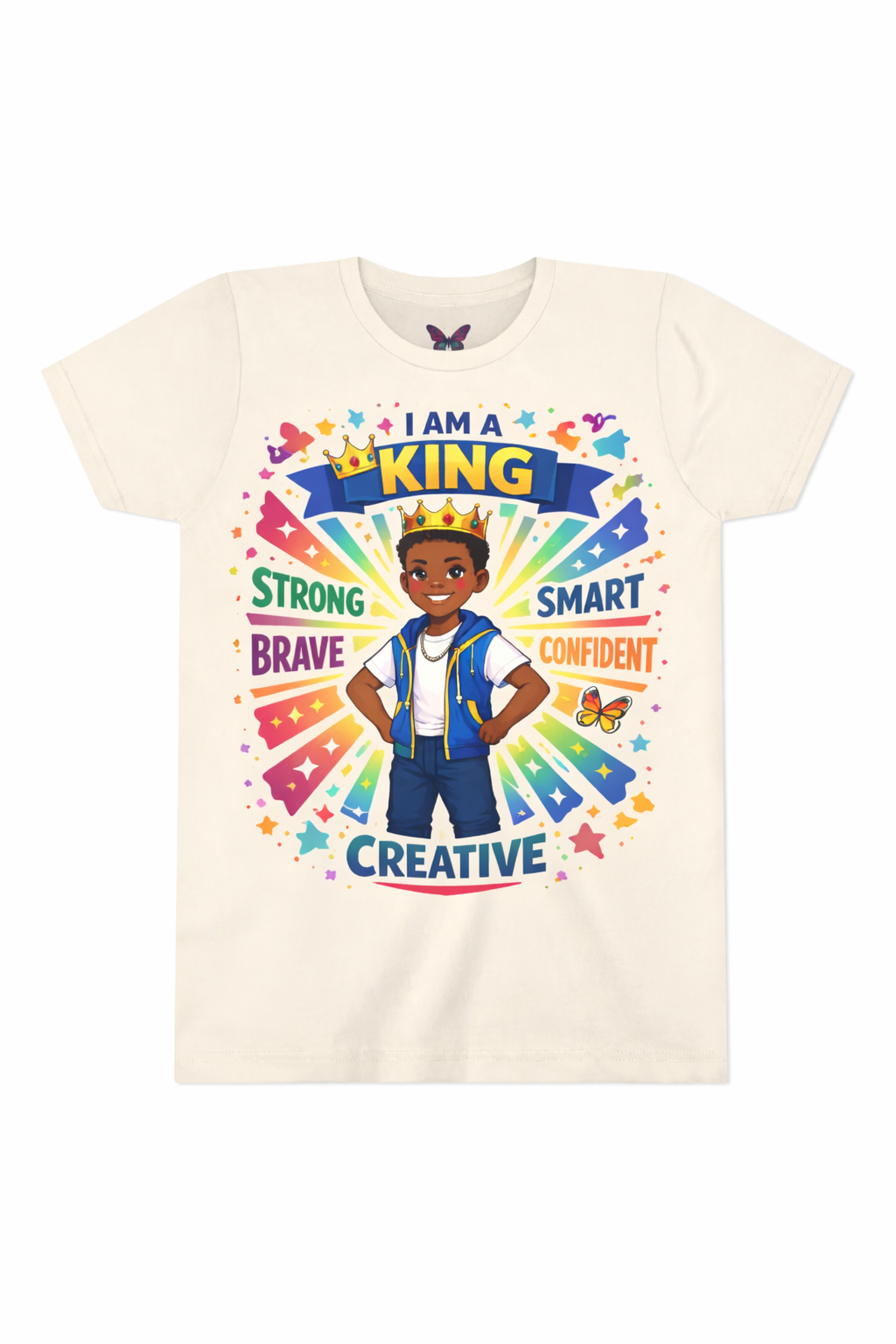 I Am A King Youth T‑Shirt — Strong, Smart, Brave, Creative Kids Tee