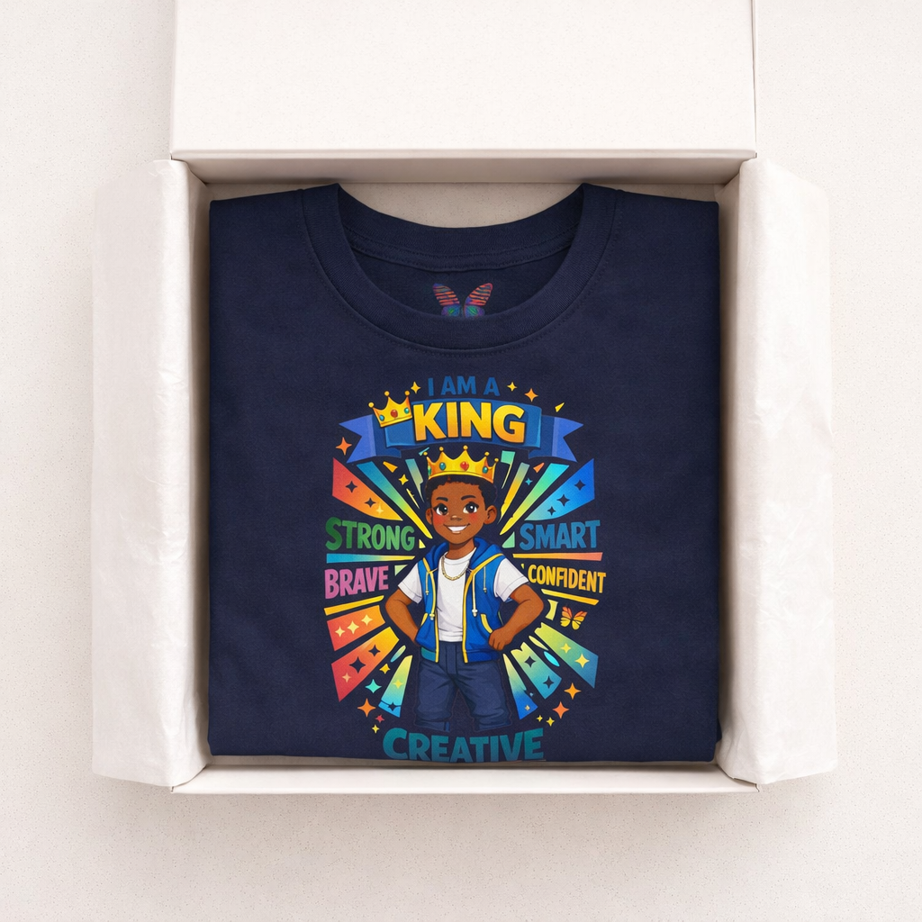 I Am A King Youth T‑Shirt — Strong, Smart, Brave, Creative Kids Tee