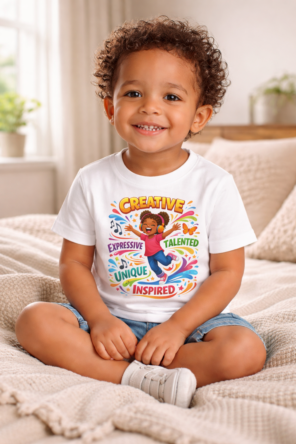 Toddler Tee – "Creative, Talented, Unique, Inspired" Colorful Kids Graphic Shirt