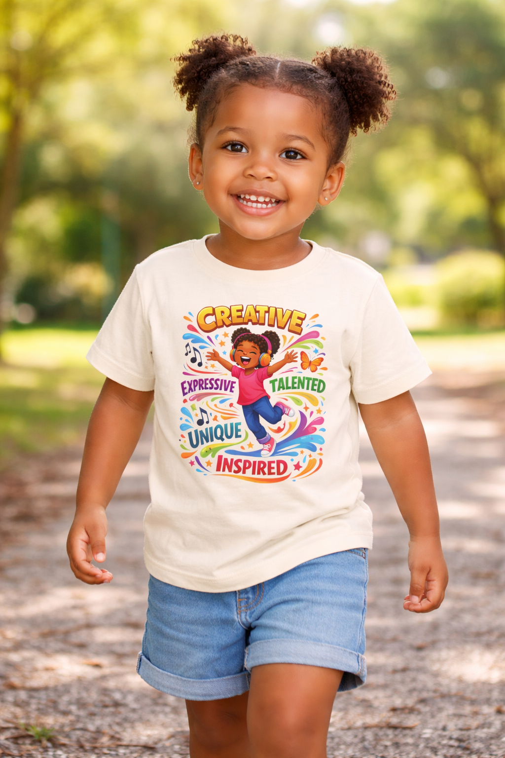 Toddler Tee – "Creative, Talented, Unique, Inspired" Colorful Kids Graphic Shirt