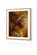 Gold Empress Portrait Canvas – African Queen Wall Art, Matte Stretched 1.25"