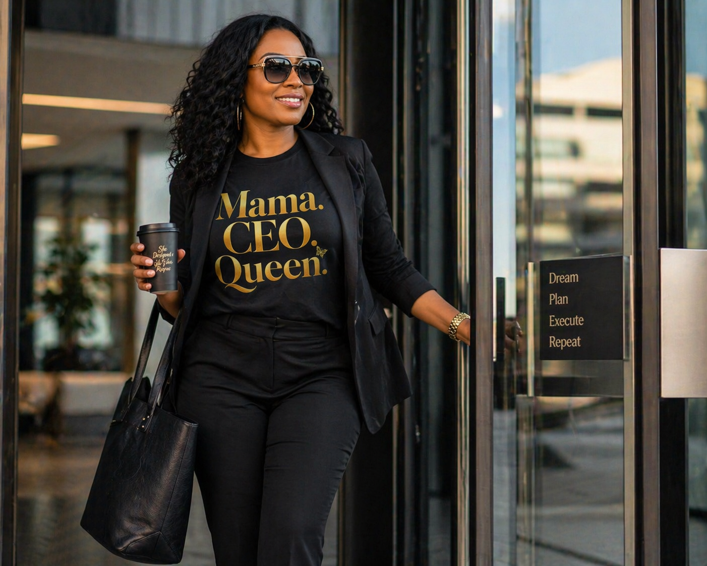 Mama CEO Queen Shirt for Women Black Gold Graphic Tee | Boss Mom Luxury Mother’s Day Gift T-Shirt