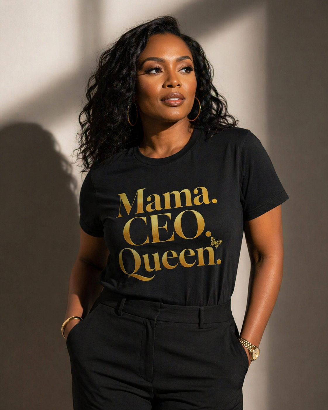 Mama CEO Queen Shirt for Women Black Gold Graphic Tee | Boss Mom Luxury Mother’s Day Gift T-Shirt