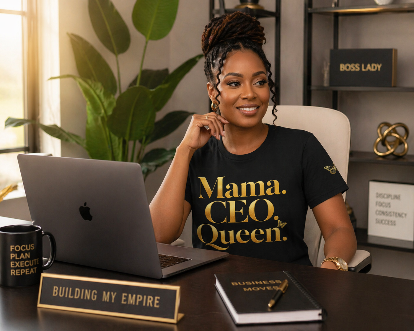 Mama CEO Queen Shirt for Women Black Gold Graphic Tee | Boss Mom Luxury Mother’s Day Gift T-Shirt