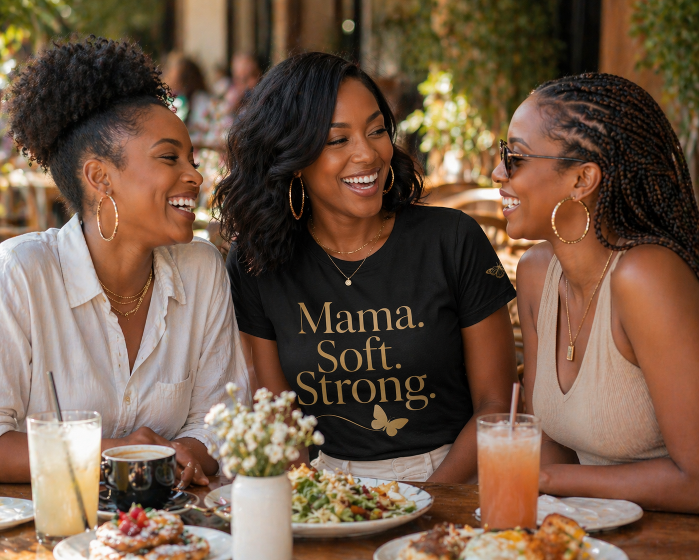 Mama Soft Strong Shirt for Women | Empowering Mom Graphic Tee | Luxury Gold Typography Mama T-Shirt | Mother’s Day Gift for Mom
