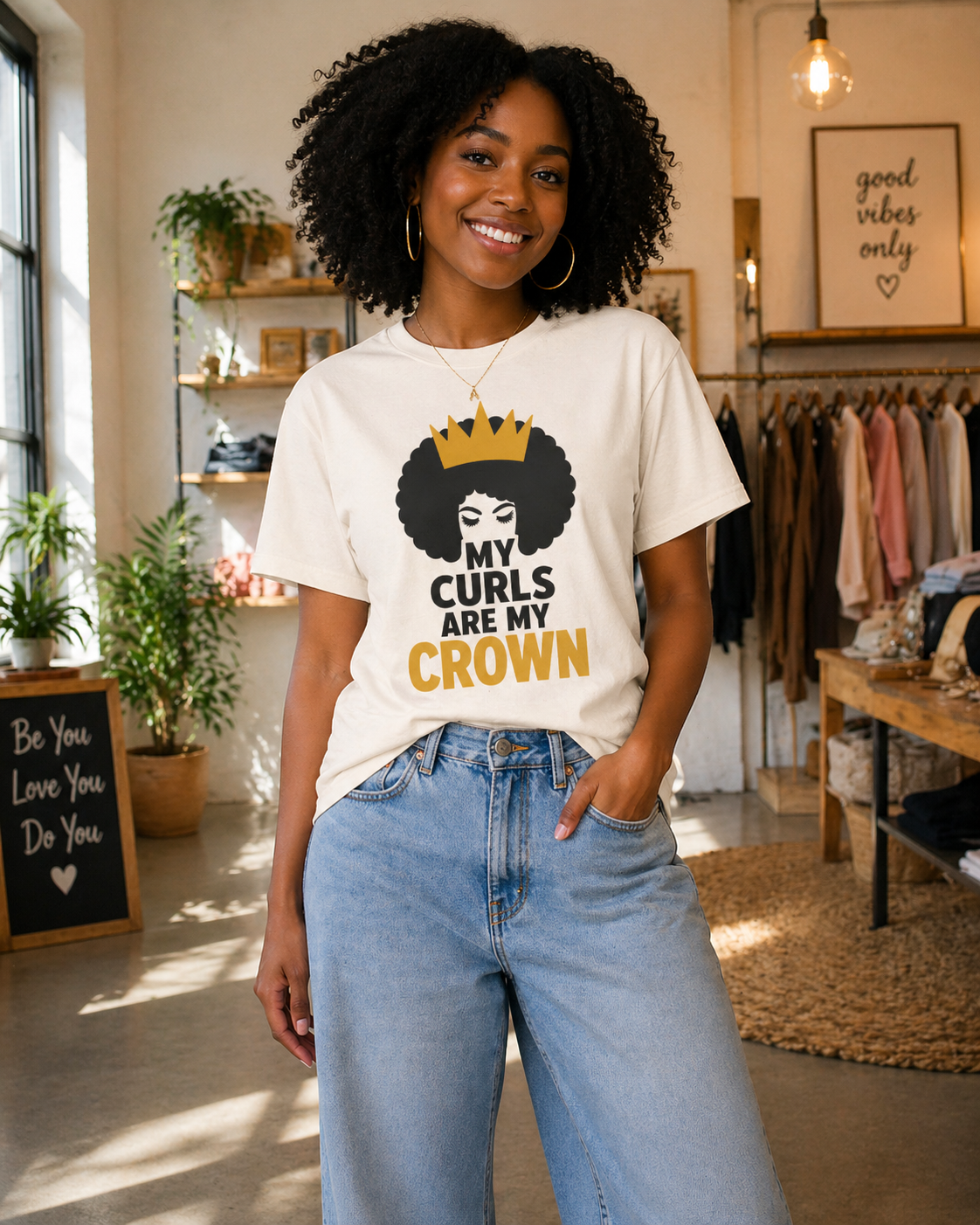 My Curls Are My Crown Shirt, Natural Hair Pride Tee, Black Girl Magic T Shirt, Afro Queen Graphic Tee, Melanin Beauty Shirt, Empowerment Gift for Women