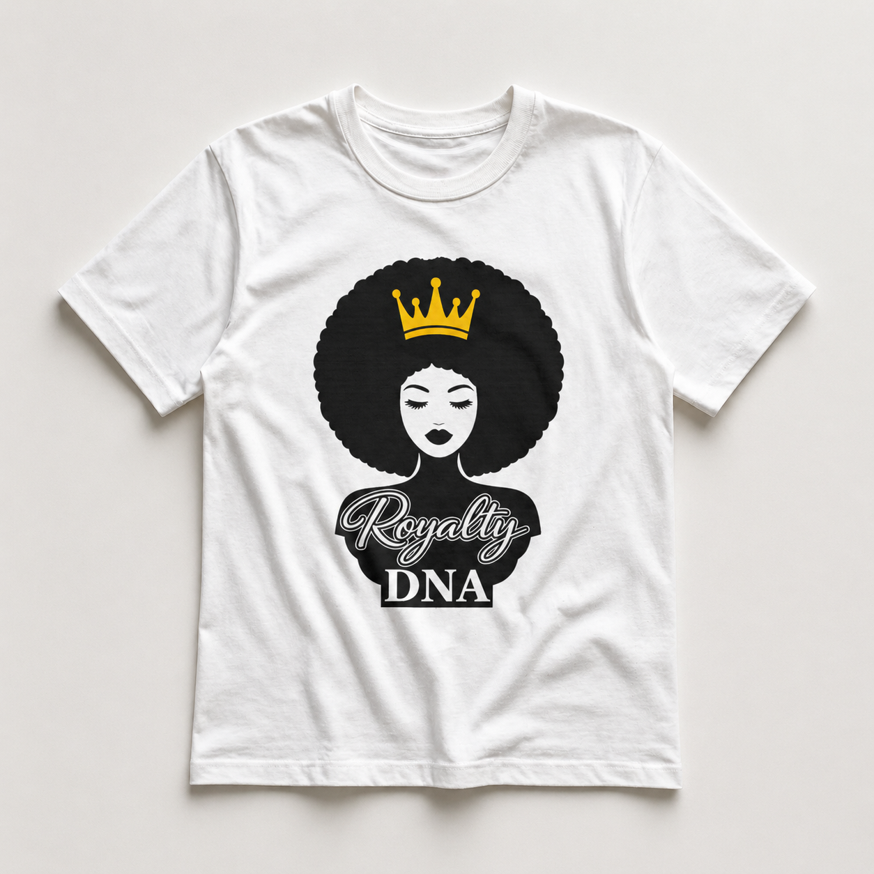 Royalty DNA T-Shirt – Afro Queen Graphic Tee, Black Woman Empowerment Shirt, Melanin Pride Apparel, Natural Hair Crown Design, Cultural Statement Tee