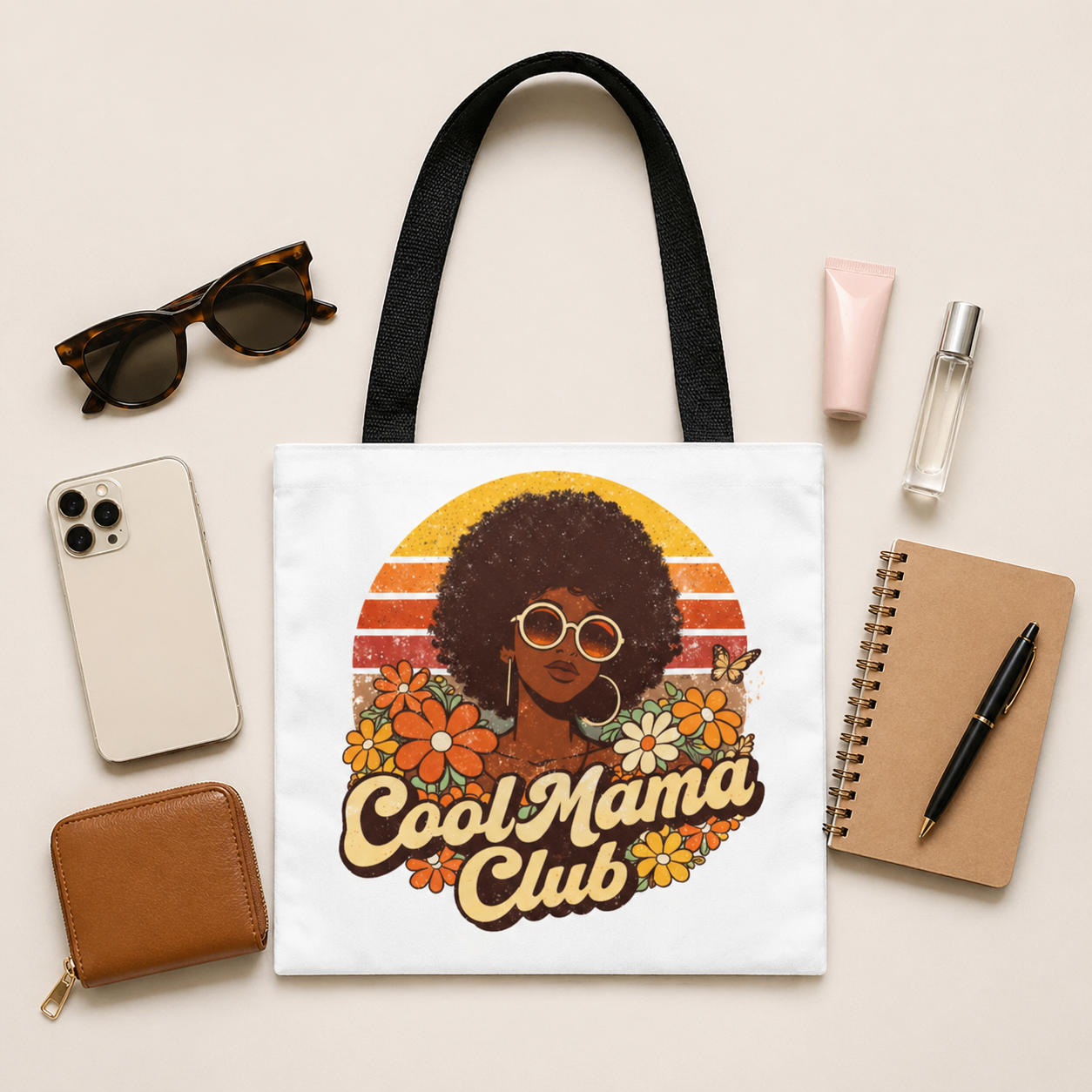 Cool Mama Club Tote Bag, Retro Mom Tote, Afro Woman Design Bag, Funny Mom Gift, Stylish Mom Bag, Mother’s Day Gift, Black Mom Gift, Aesthetic Tote