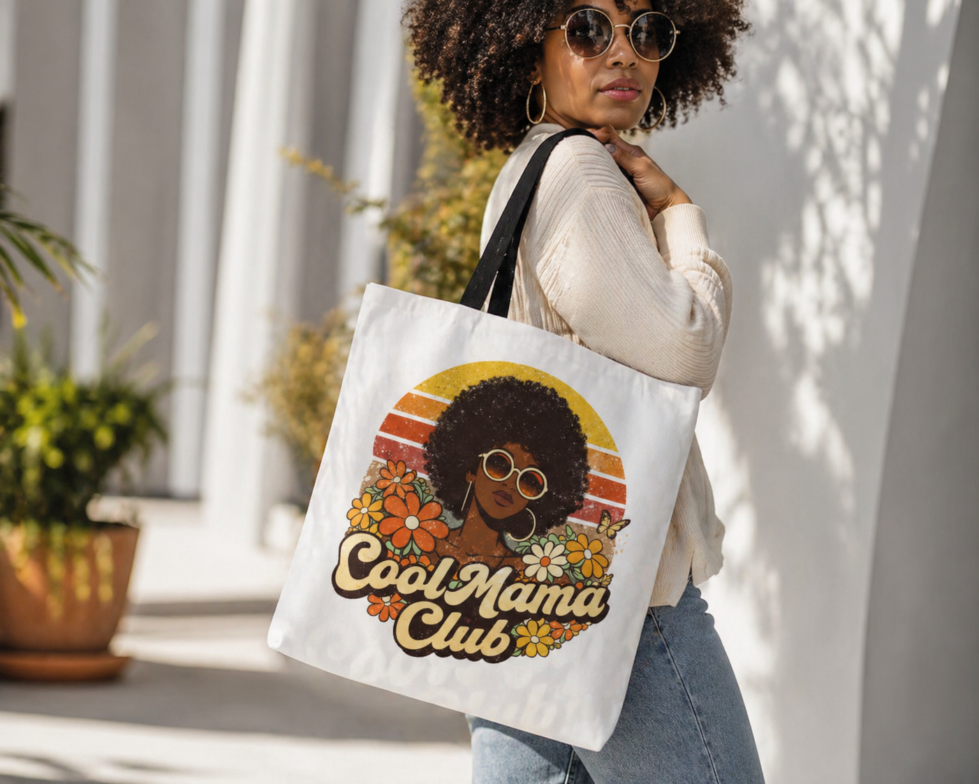 Cool Mama Club Tote Bag, Retro Mom Tote, Afro Woman Design Bag, Funny Mom Gift, Stylish Mom Bag, Mother’s Day Gift, Black Mom Gift, Aesthetic Tote