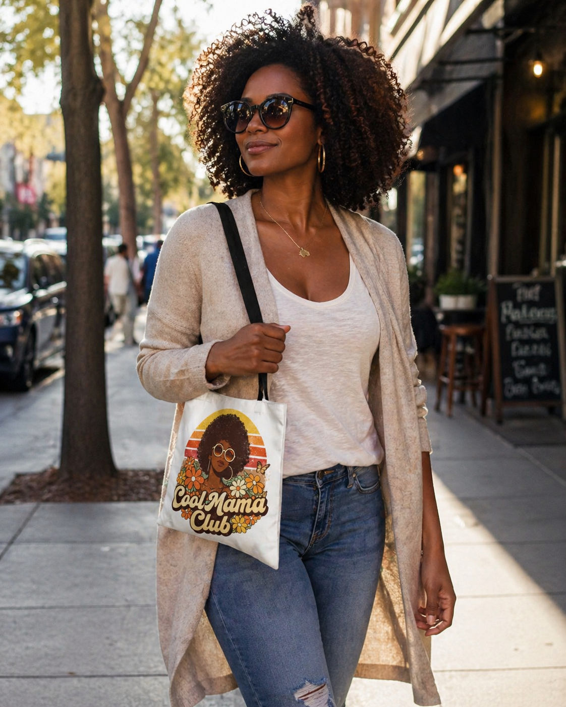 Cool Mama Club Tote Bag, Retro Mom Tote, Afro Woman Design Bag, Funny Mom Gift, Stylish Mom Bag, Mother’s Day Gift, Black Mom Gift, Aesthetic Tote