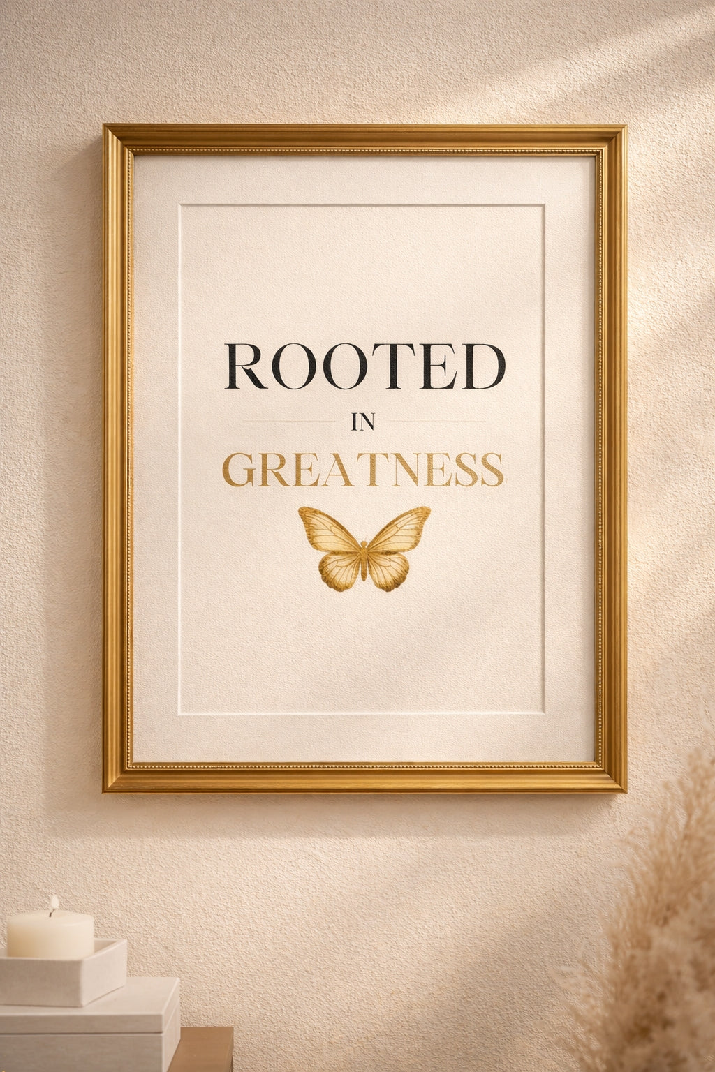 Rooted in Greatness Wall Art – Minimalist Affirmation Print, Black Empowerment Quote Decor, Afrocentric Motivational Wall Art