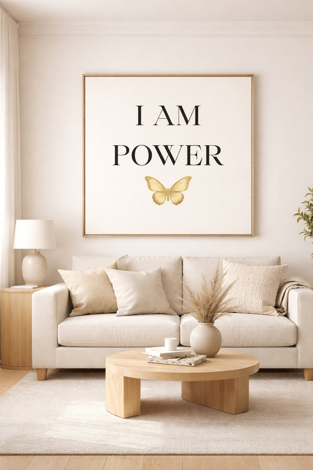 I Am Power Wall Art – Minimalist Affirmation Print, Black Empowerment Quote Decor, Afrocentric Motivational Wall Art