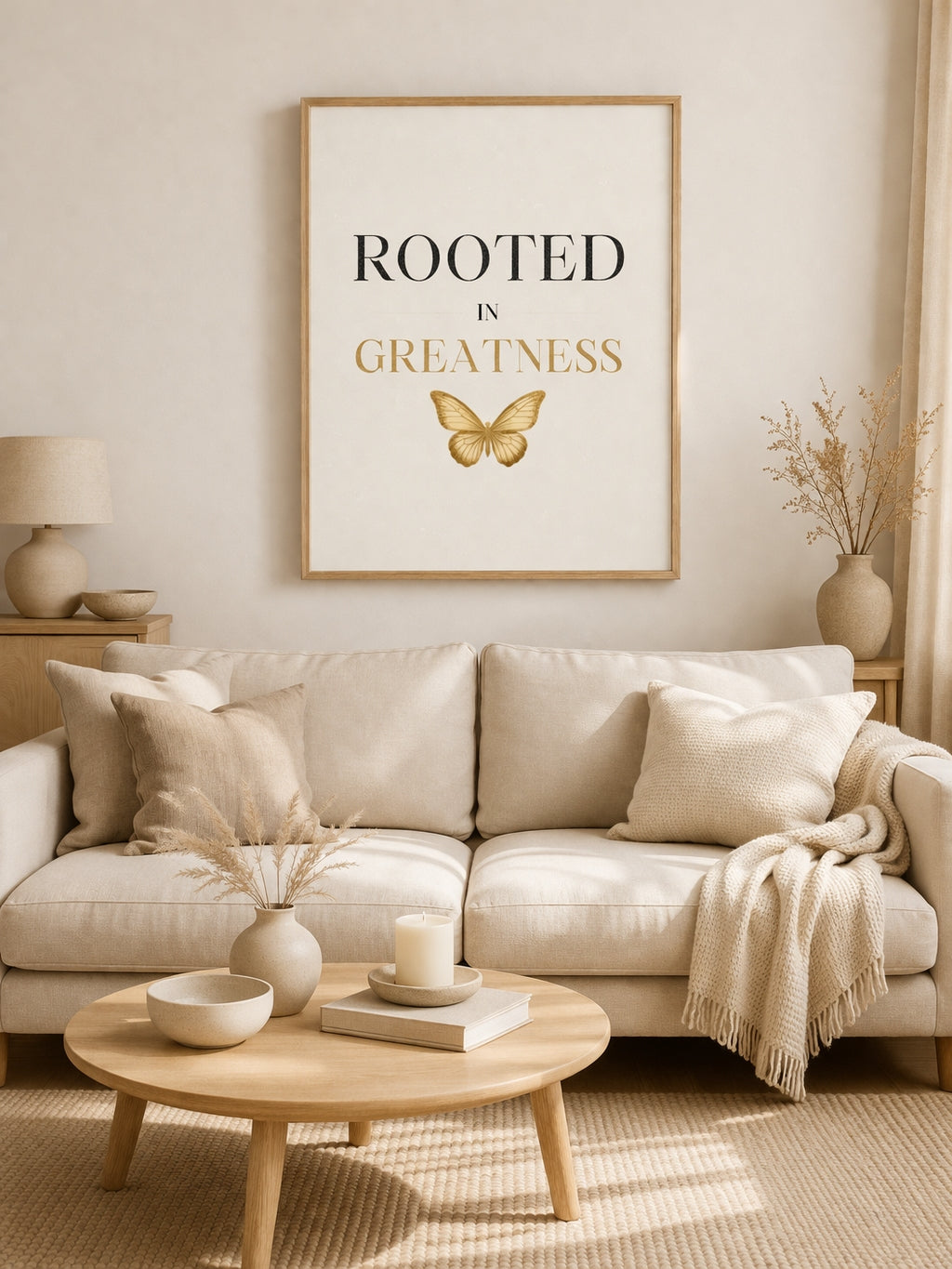 Rooted in Greatness Wall Art – Minimalist Affirmation Print, Black Empowerment Quote Decor, Afrocentric Motivational Wall Art