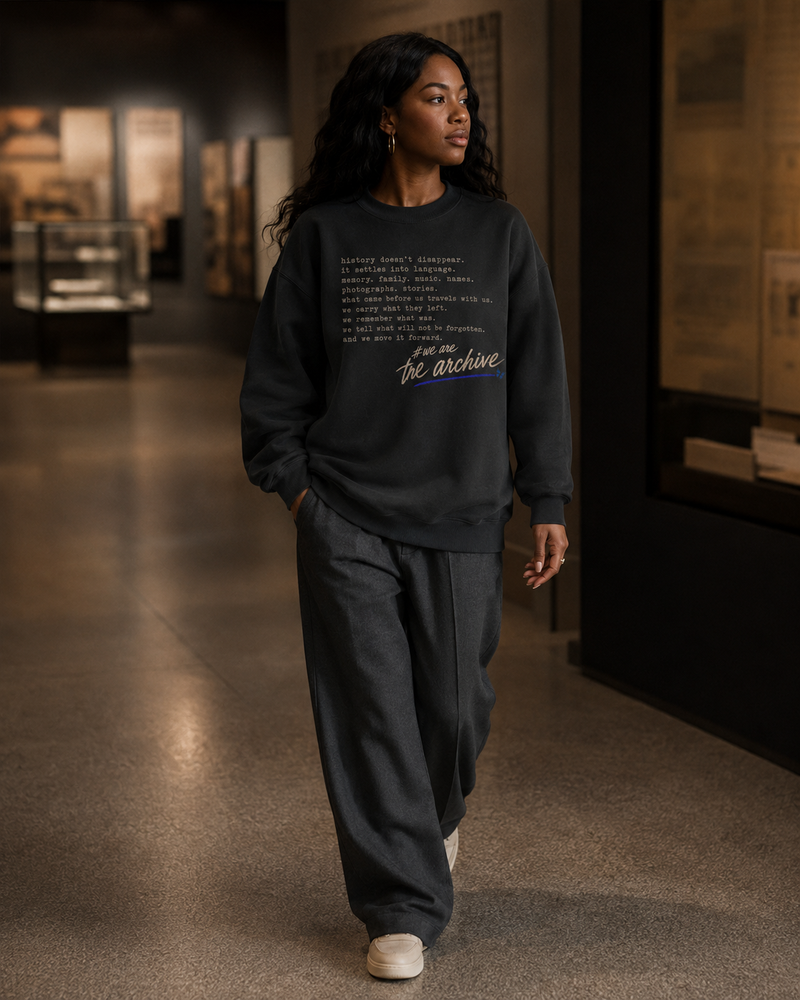 # We Are the Archive Crewneck — Black History Oversized Sweatshirt PODpartner