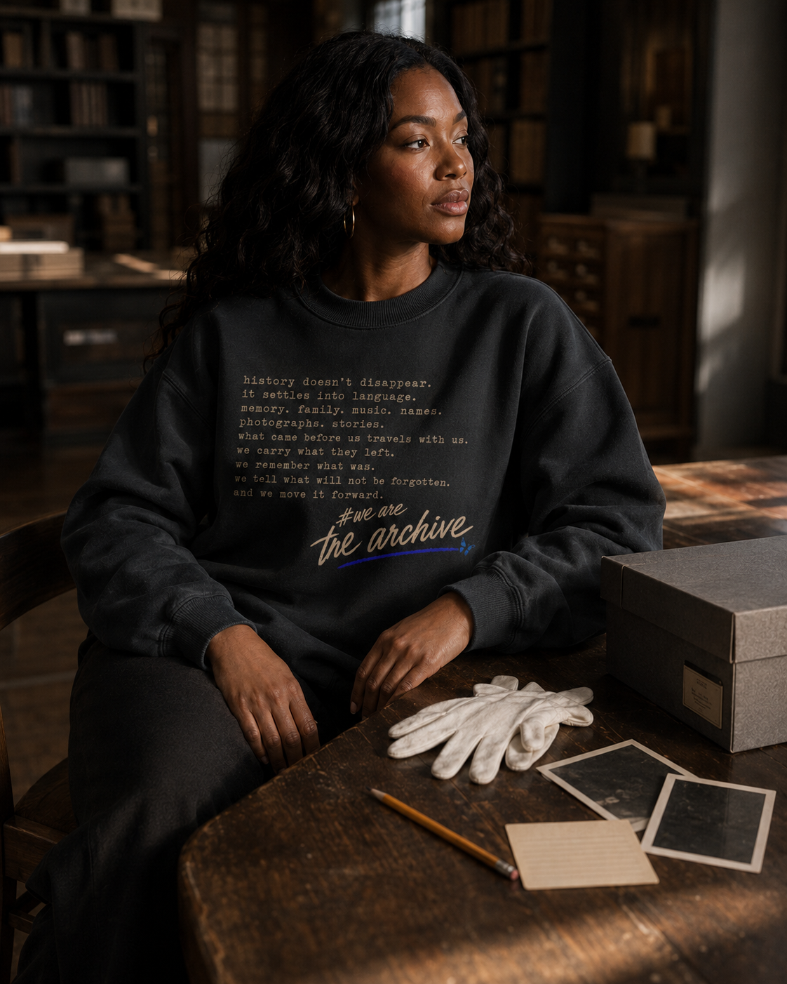 # We Are the Archive Crewneck — Black History Oversized Sweatshirt PODpartner